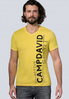 Sport T-Shirt mit V-Neck und Dull Print Farbe : industrial yellow , Größe: L