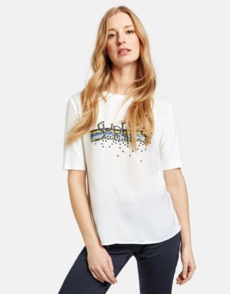 Statement-Shirt mit Satin-Front Weiss XXS