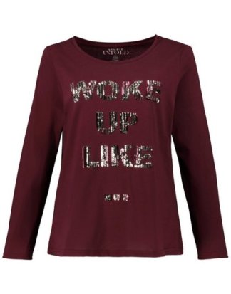 Studio Untold T-Shirt Langarm-Shirt, buntes Pailletten-Statement