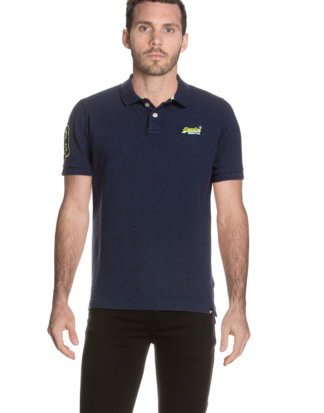 Superdry Polo-Shirt Classic Pique, gerader Schnitt blau