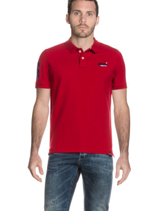 Superdry Polo-Shirt Classic Pique, gerader Schnitt rot
