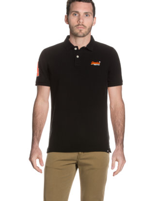 Superdry Polo-Shirt Classic Pique, gerader Schnitt schwarz