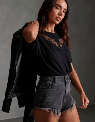 Superdry T-Shirt "CHAVRON LACE TEE" mit Spitzendetails