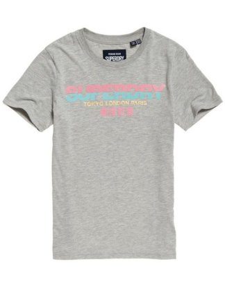 Superdry T-Shirt "CITY NIGHTS SPLICE ENTRY TEE" mit extravaganter Logoapplikation