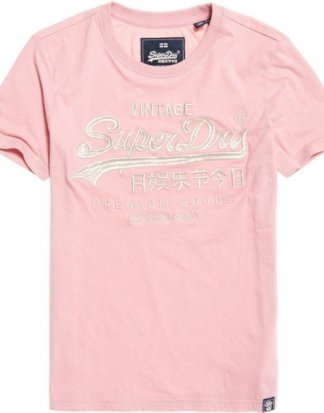 Superdry T-Shirt "PREMIUM GOODS LUXE EMB ENTRY TEE" mit glänzendem Logo-Design