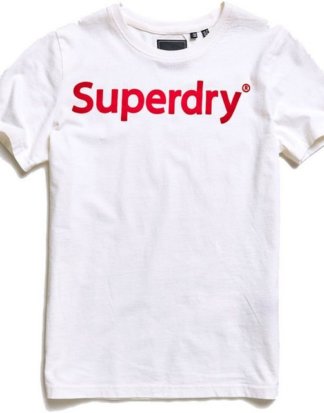 Superdry T-Shirt "REG FLOCK ENTRY TEE" mit rotem Markenschriftzug