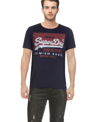 Superdry T-Shirt, Rundhals, gerader Schnitt blau