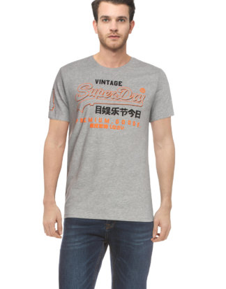 Superdry T-Shirt, Rundhals, gerader Schnitt grau
