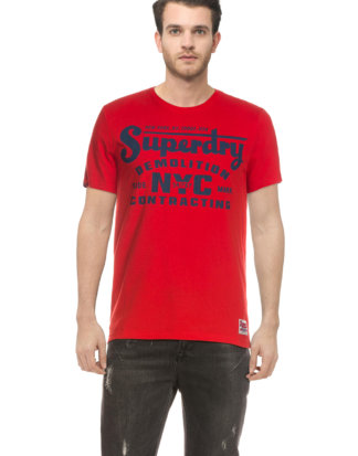 Superdry T-Shirt, Rundhals, gerader Schnitt rot