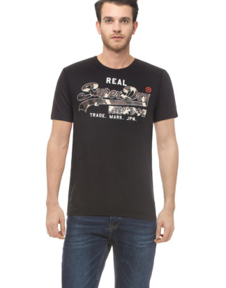 Superdry T-Shirt, Rundhals, gerader Schnitt schwarz