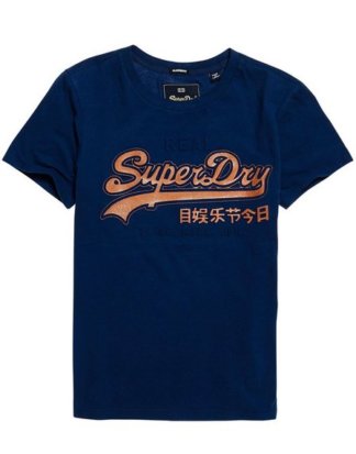 Superdry T-Shirt "VINTAGE LOGO GLITTER EMBOSS ENTRY TEE" mit 3D-Applikation in Logooptik