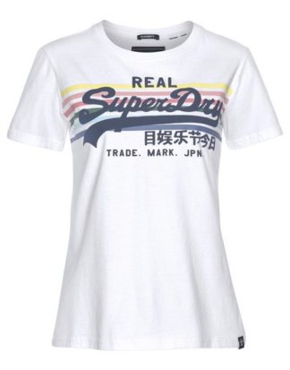 Superdry T-Shirt "VINTAGE LOGO RAINBOW STRIPE ENTRY TEE" mit Logoprint im Rainbow-Design