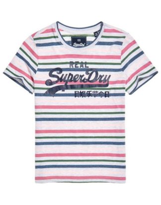 Superdry T-Shirt "VINTAGE LOGO STRIPE ENTRY TEE" im bunten Streifendesign