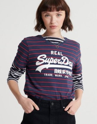 Superdry T-Shirt "VINTAGE LOGO STRIPE ENTRY TEE" in modischem Streifenmuster