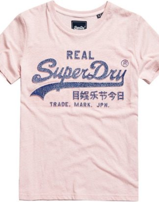 Superdry T-Shirt "VL GLITTER EMBOSS ENTRY TEE" mit Glitzer-Logo