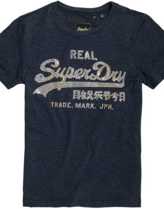 Superdry T-Shirt "VL STITCH SEQUIN ENTRY TEE" mit Logo aus Pailletten