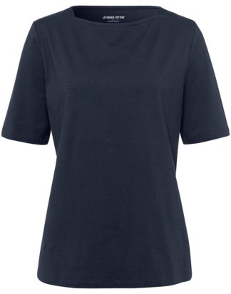 T-Shirt U-Boot-Ausschnitt Green Cotton blau Größe: 38