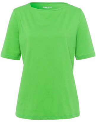 T-Shirt U-Boot-Ausschnitt Green Cotton grün Größe: 38