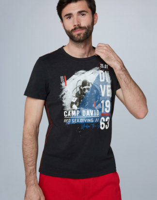T-Shirt aus Slub Jersey mit Foto-Print Farbe : deep sea , Größe: L