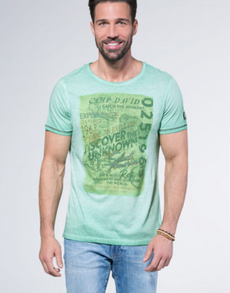 T-Shirt im Used Look mit Artwork Farbe : sea green , Größe: L