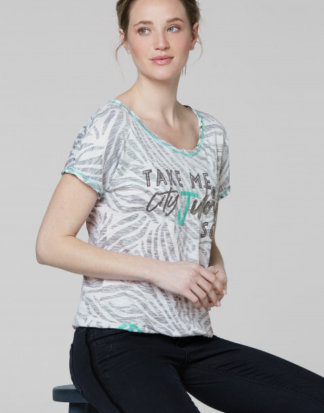 T-Shirt mit Artworks und Knotensaum Farbe : opticwhite , Größe: L
