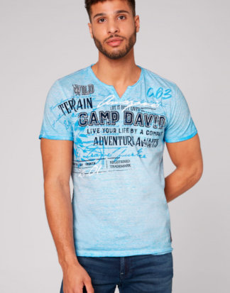 T-Shirt mit Artworks und Vintage-Effekt Farbe : marlin blue , Größe: L