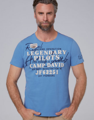 T-Shirt mit Canvas-Applikationen Farbe : sky blue , Größe: M