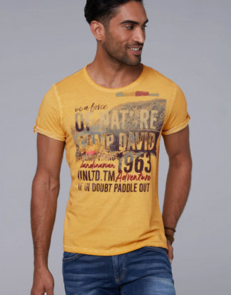 T-Shirt mit Fotoprint und Stickereien Farbe : yellow morning , Größe: L