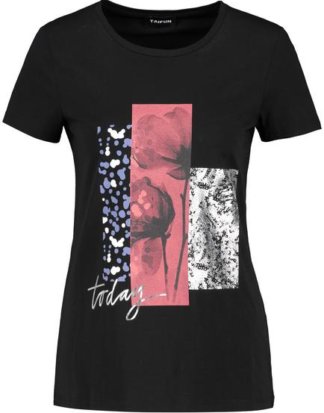 T-Shirt mit Front-Print Schwarz XXS