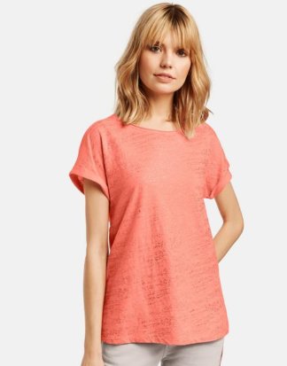 T-Shirt mit Glitzer-Front Orange XXS