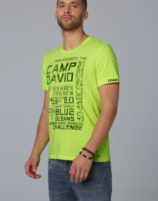 T-Shirt mit Logo-Prägung und Prints Farbe : neon lime , Größe: L
