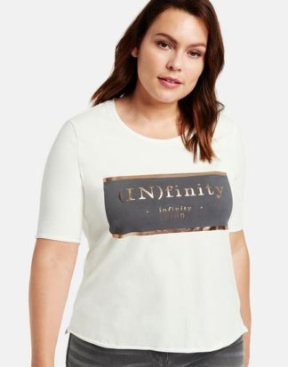 T-Shirt mit Metallic-Print Weiß 46/L