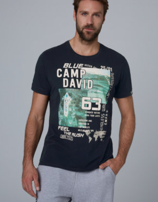 T-Shirt mit Rundhals und Photoprint Farbe : blue navy , Größe: L
