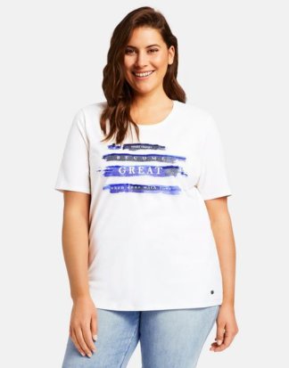 T-Shirt mit Statement-Print organic cotton Weiss 40/42