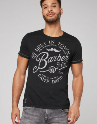 T-Shirt mit Tasche und Vintage Print Farbe : black , Größe: L