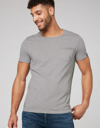 T-Shirt mit Tasche und Vintage Print Farbe : coin grey , Größe: L