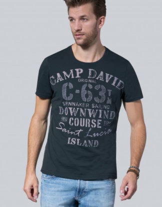 T-Shirt mit Vintage Print Farbe : ocean rock , Größe: L