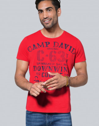 T-Shirt mit Vintage Print Farbe : red sun , Größe: L