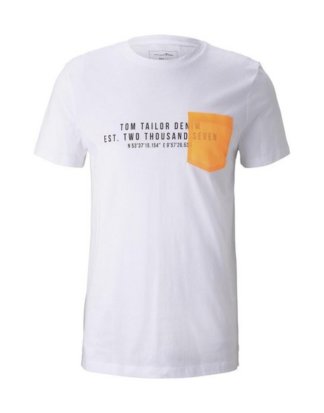 TOM TAILOR Denim T-Shirt "T-Shirt mit kontrastfarbener Brusttasche"