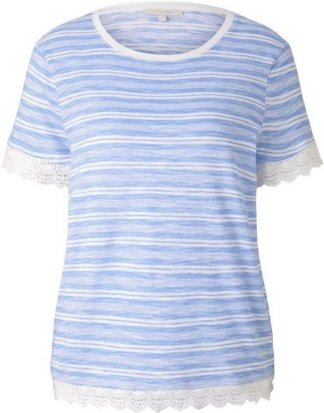 TOM TAILOR Denim T-Shirt mit Spitzenkanten an der Säumen