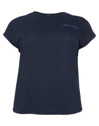 TOM TAILOR MY TRUE ME T-Shirt mit kontrastfarbenem Schriftzug auf Brusthöhe
