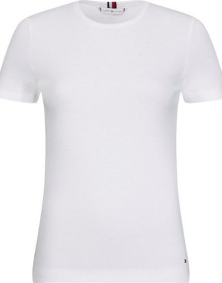 TOMMY HILFIGER T-Shirt "TH ESSENTIAL SKINNY RIB TEE SS" mit kleiner Tommy Hilfiger Logo-Stickerei