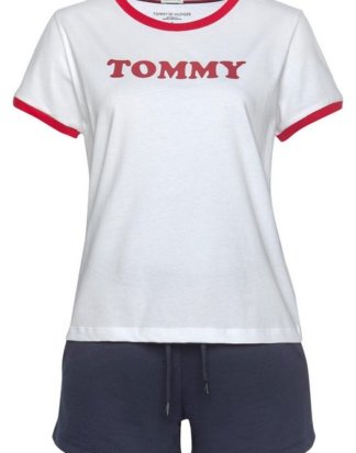 TOMMY HILFIGER T-Shirt mit Logoschriftzug und Farbeinsätzen