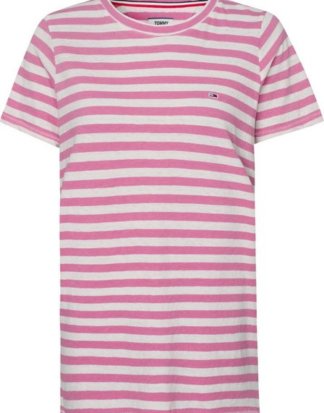 TOMMY JEANS T-Shirt "JW TEXTURED STRIPE TEE" im allover Streifen mit Tommy Jeans Logo-Flag