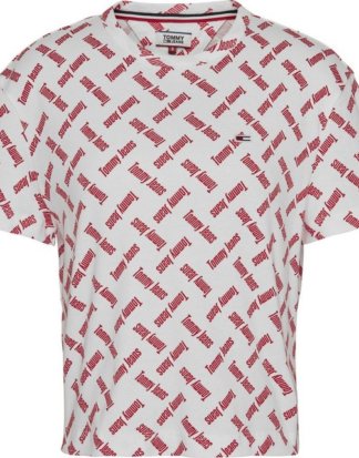 TOMMY JEANS T-Shirt "TJW AOP TEE" mit allover Tommy Jeans Logo-Schriftzug