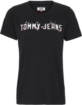 TOMMY JEANS T-Shirt "TJW FLORAL LOGO TEE" mit Tommy Jeans Print & floraler Stickerei