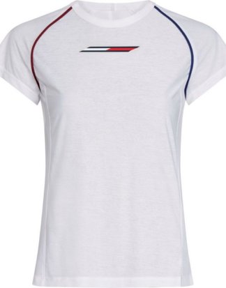TOMMY SPORT T-Shirt "PERFORMANCE MESH BACK TOP" mit kontrastafarben Paspeln & Tommy Sport Logo-Flag