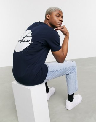 The Couture Club - Marineblaues T-Shirt mit rundem Zierausschnitt-Navy