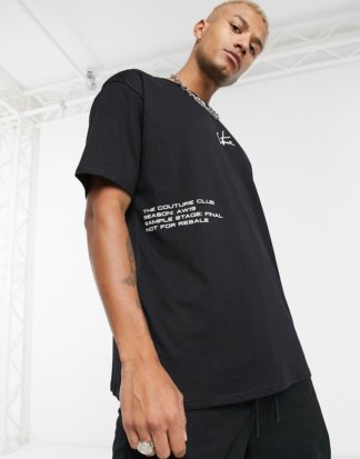 The Couture Club - Schwarzes Oversize-T-Shirt mit Logo-Etikett