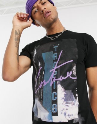 The Couture Club - Schwarzes T-Shirt mit Grafik-Print
